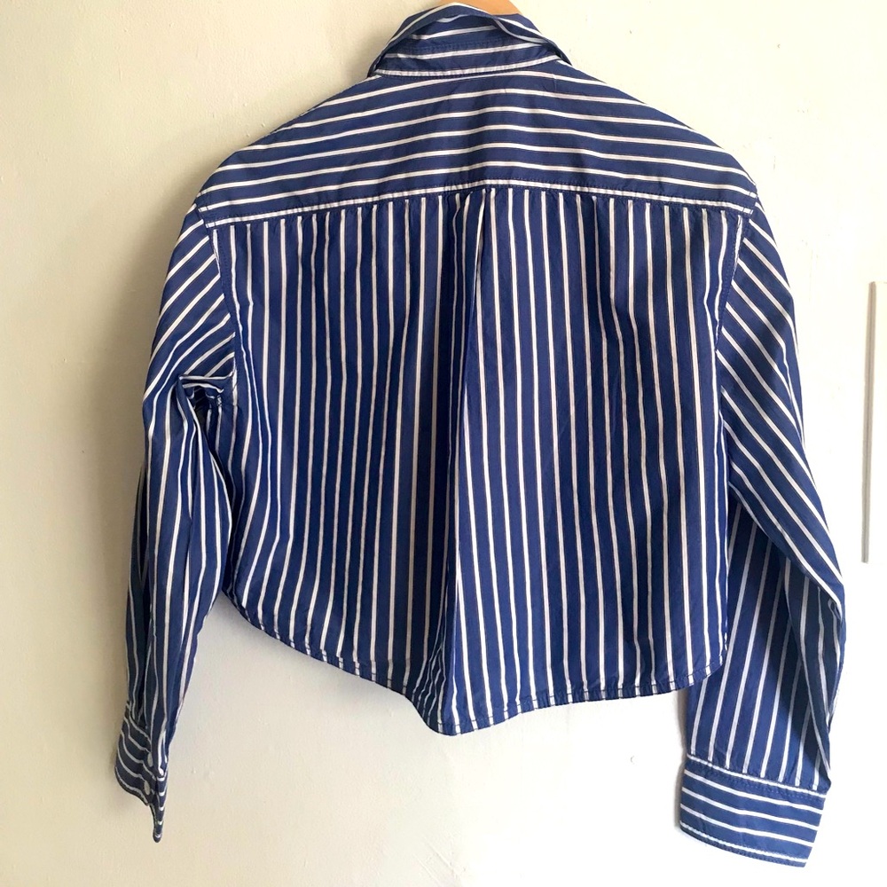 REBECCA TAYLOR Marseille Stripe Cropped Blouse - Picture 7 of 11